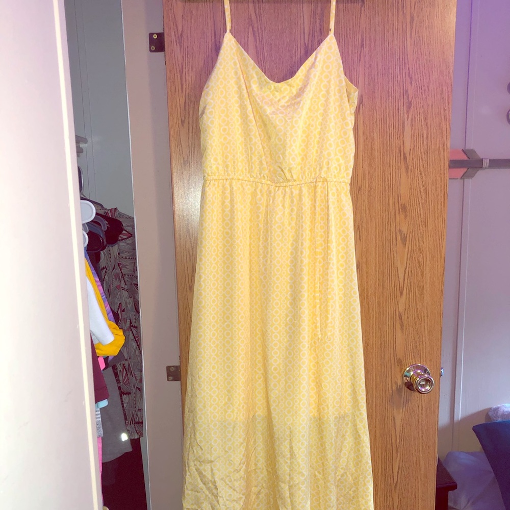 Long yellow and white floral print Maurice’s dress